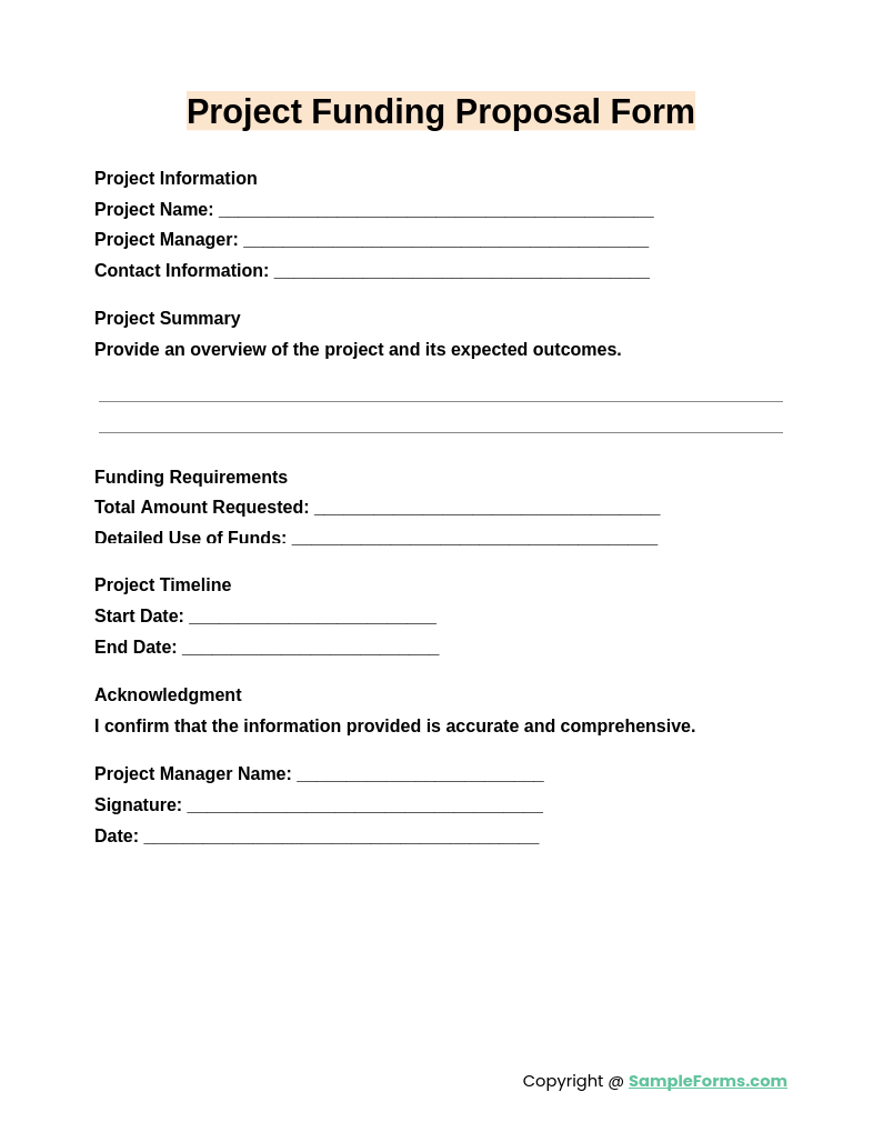 project funding proposal form