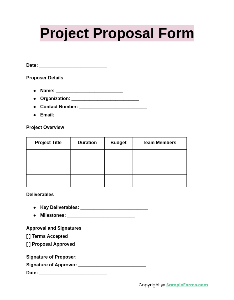 project proposal forms