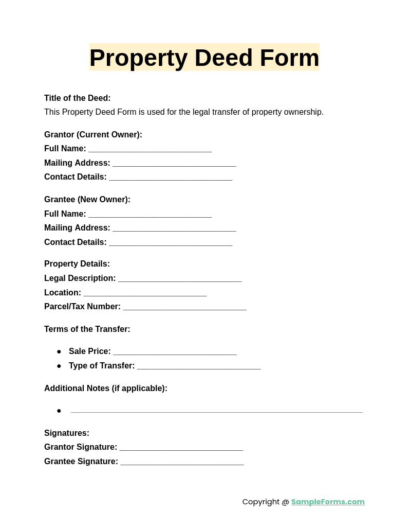 property deed form