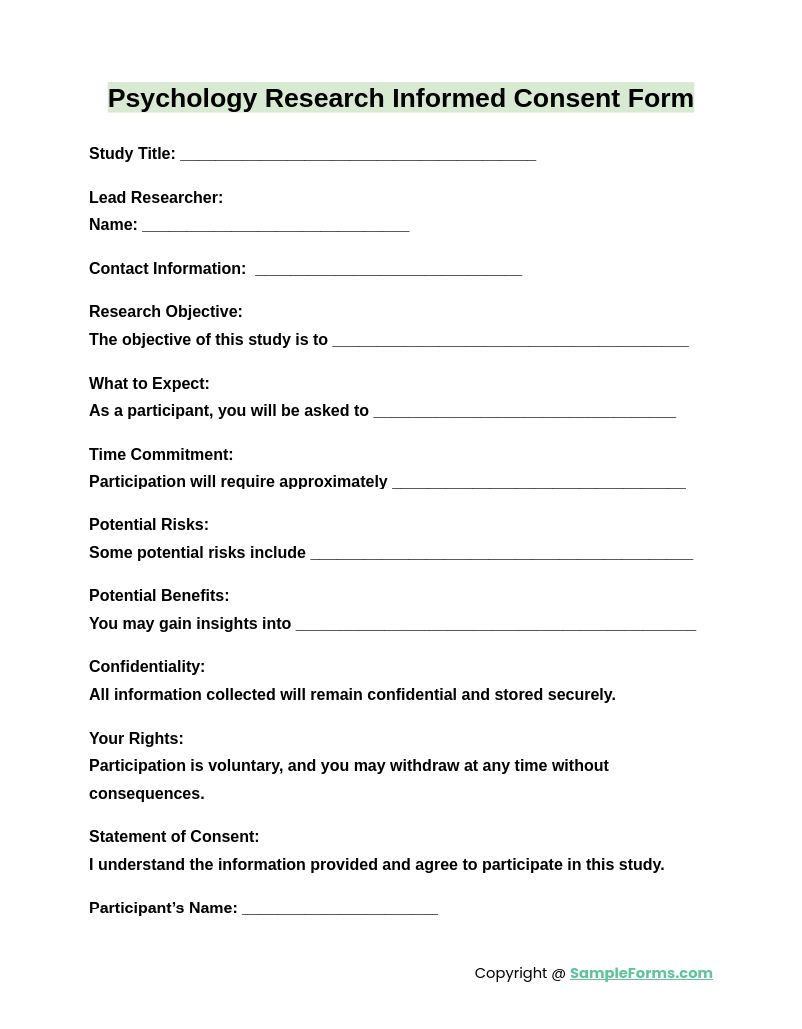 psychology research informed consent form