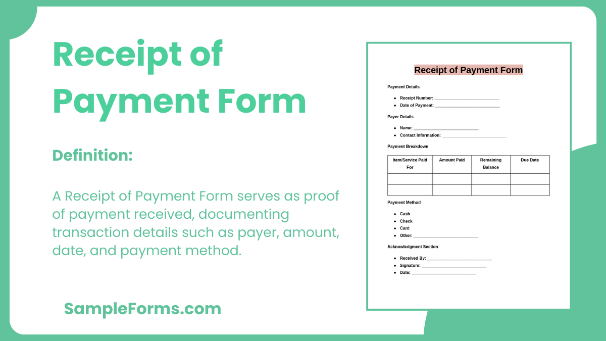 receipt of payment form