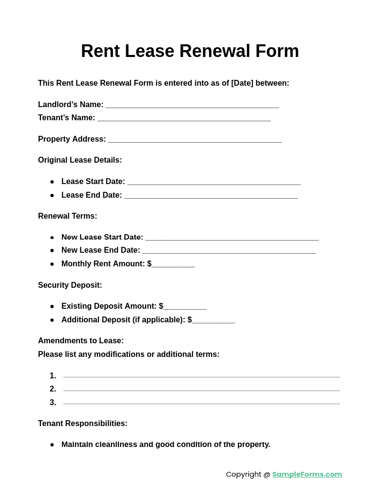 rent lease renewal form