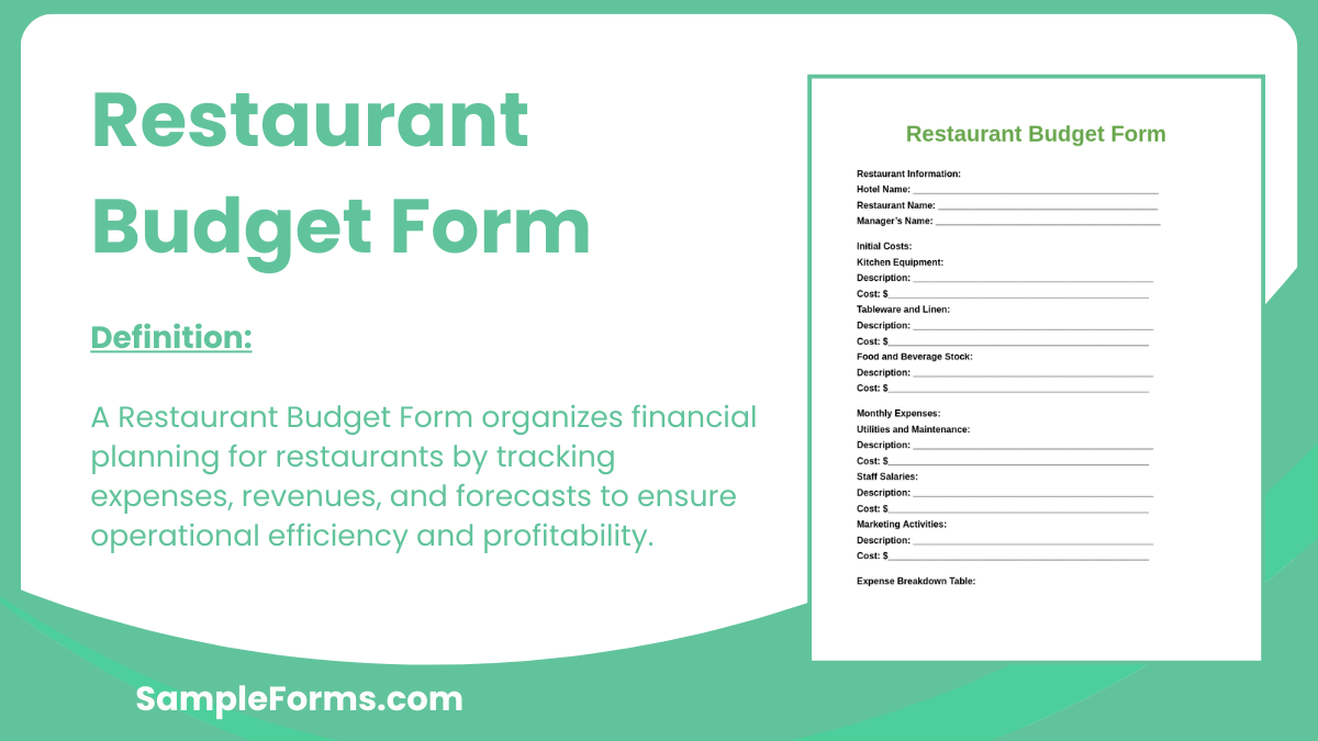 restaurant budget form