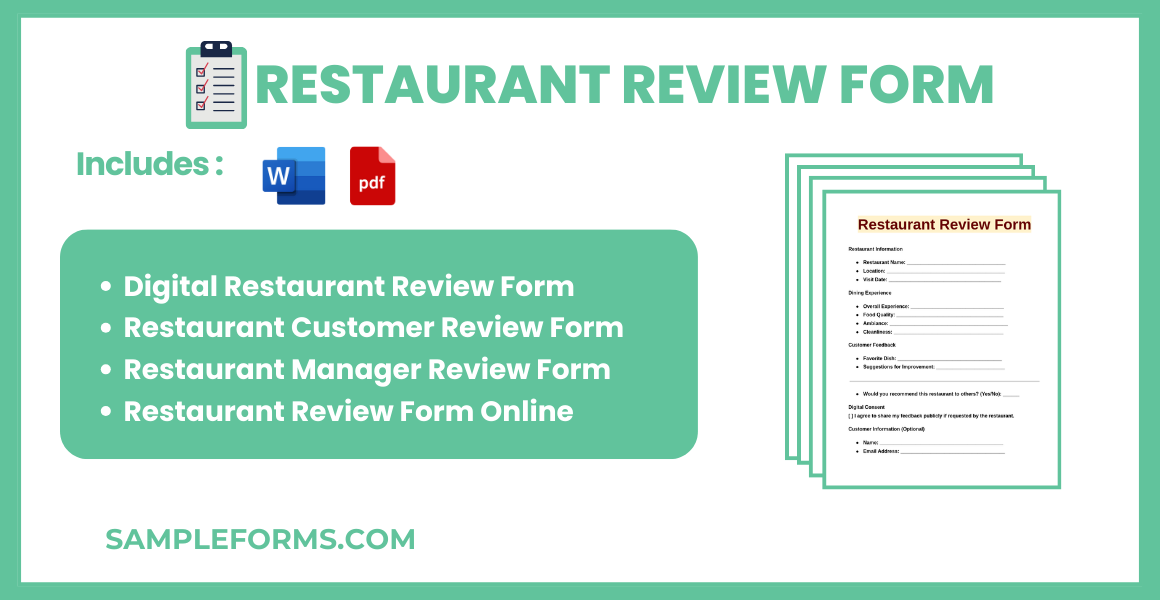 FREE 11+ Restaurant Review Form Samples, PDF, MS Word, Google Docs
