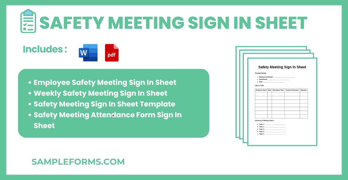 safety meeting sign in sheet bundle