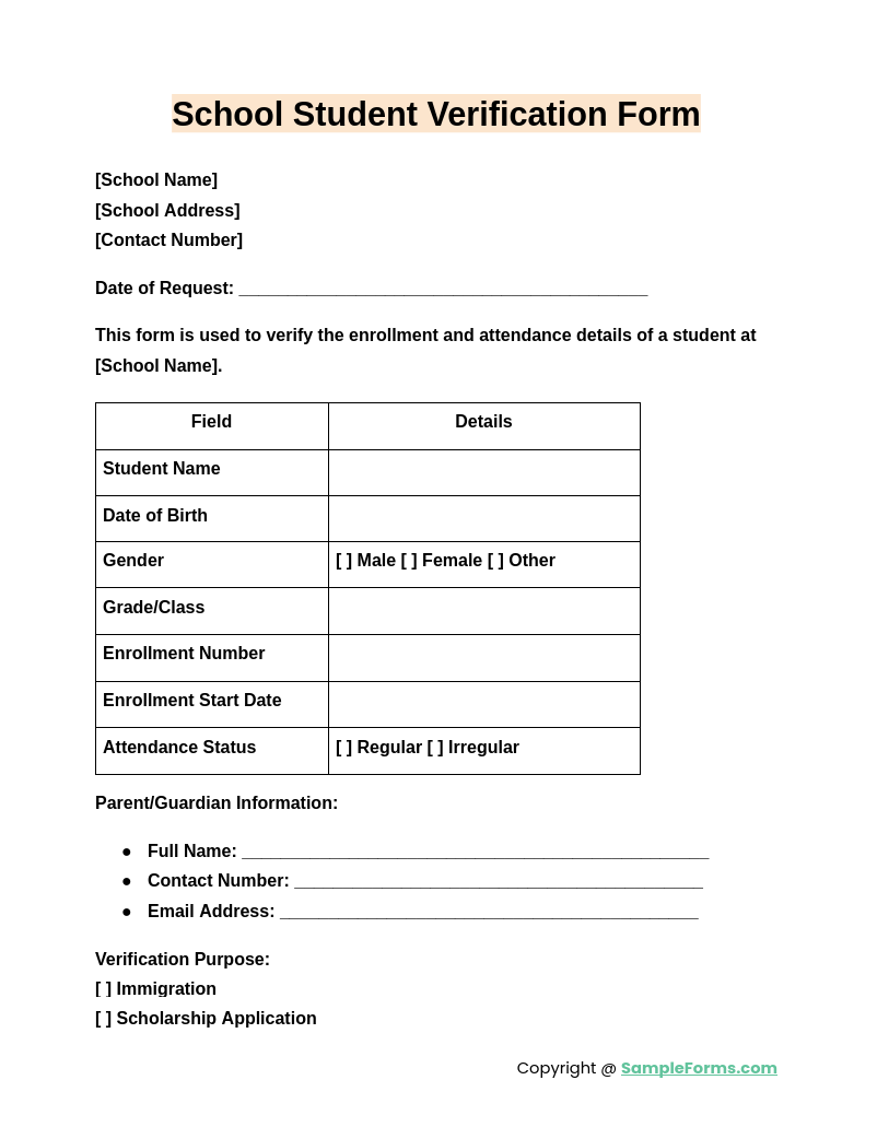 Free 13+ School Verification Form Samples, PDF, MS Word, Google Docs