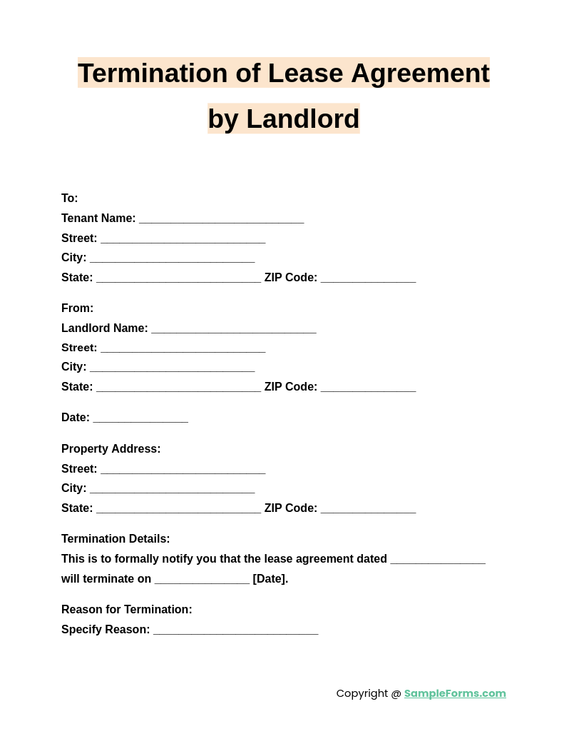 termination of lease agreement by landlord