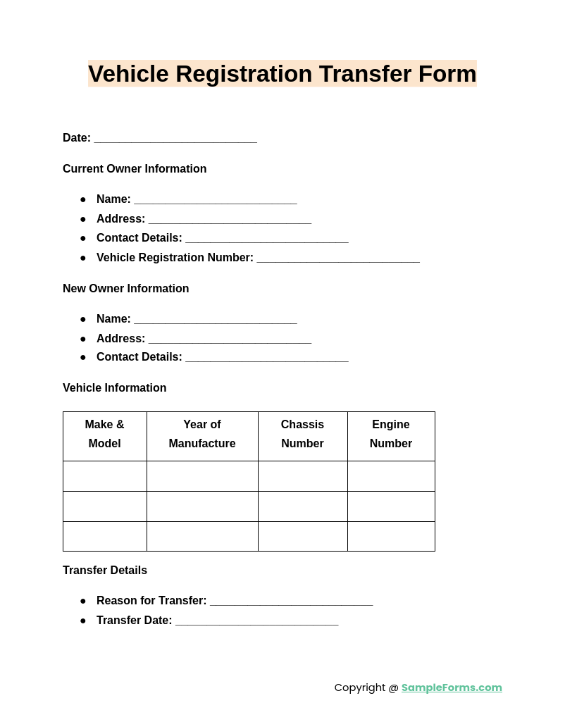 vehicle registration transfer form