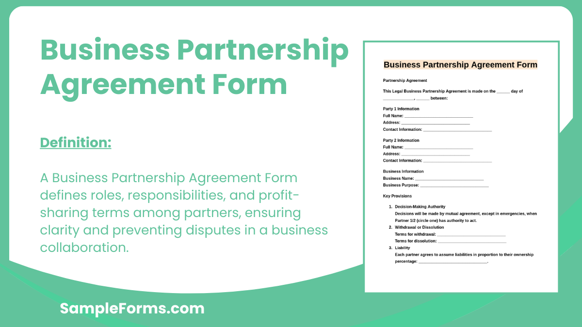 business partnership agreement form