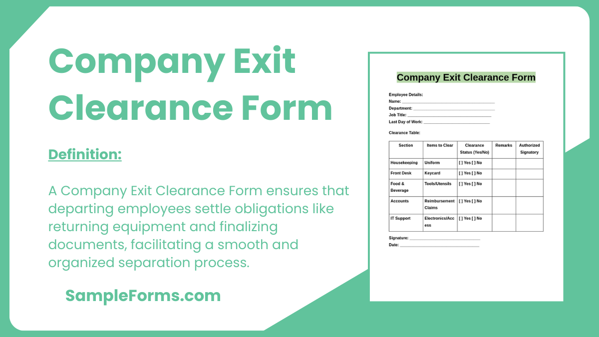 company exit clearance form