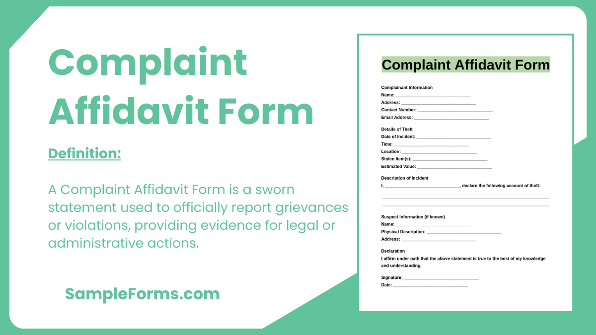 complaint affidavit form