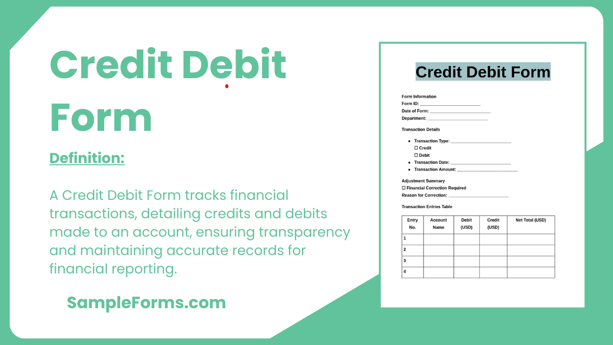 credit debit form form