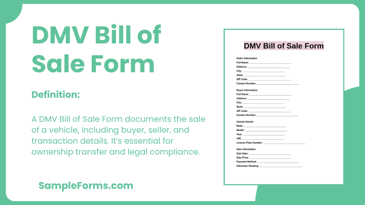 dmv bill of sale form