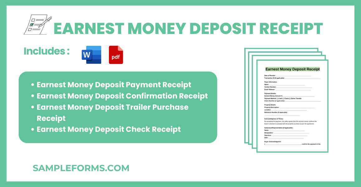 FREE 6+ Earnest Money Deposit Receipt Samples, PDF, MS Word, Google Docs