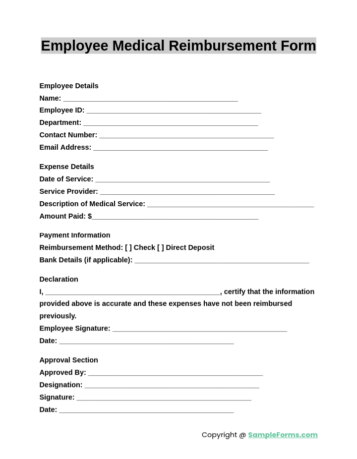 employee medical reimbursement form