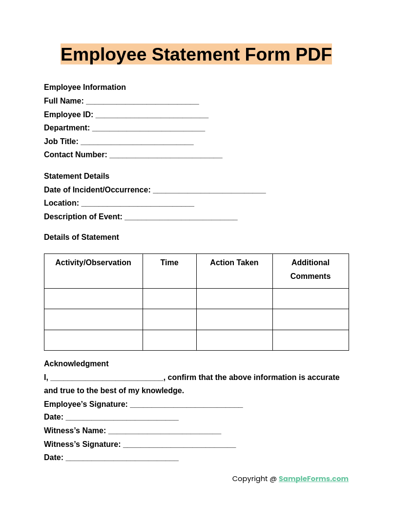 employee statement form pdf