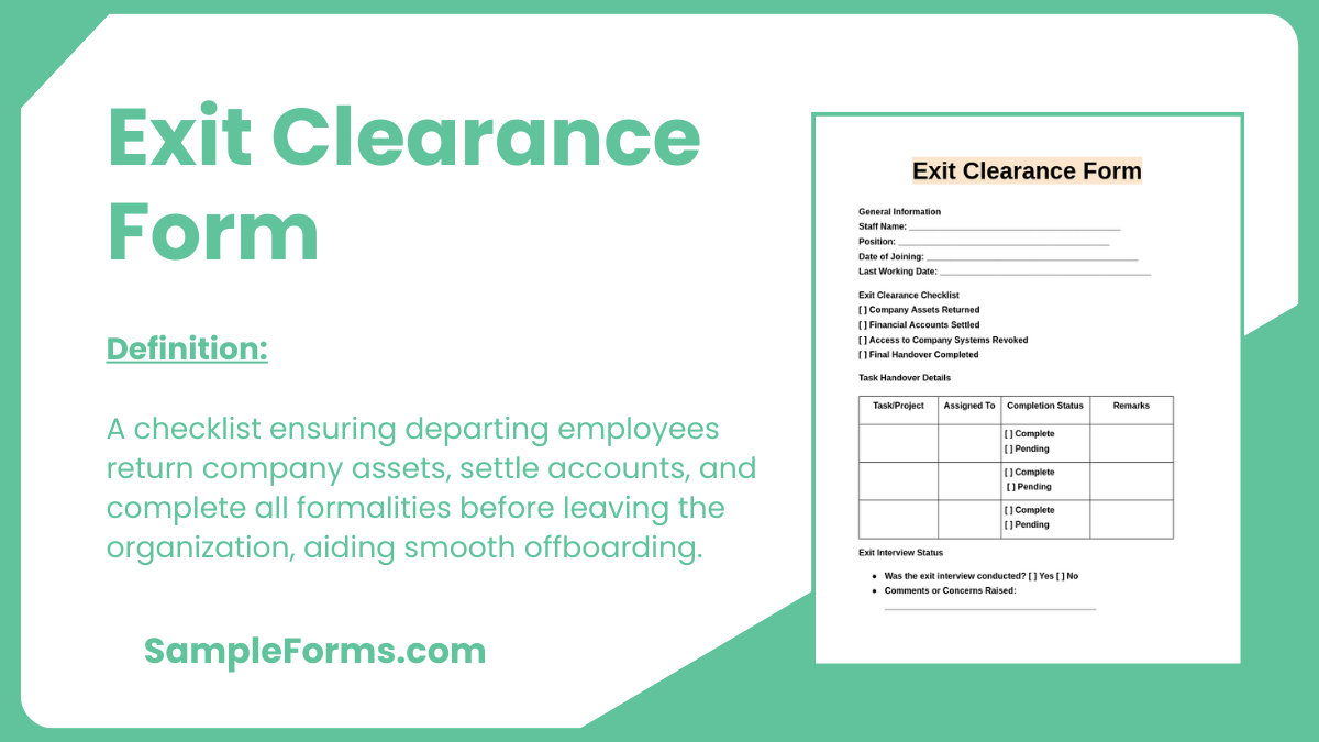 exit clearance form