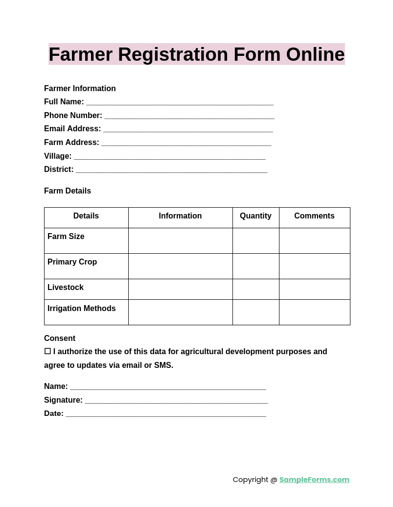 farmer registration form online