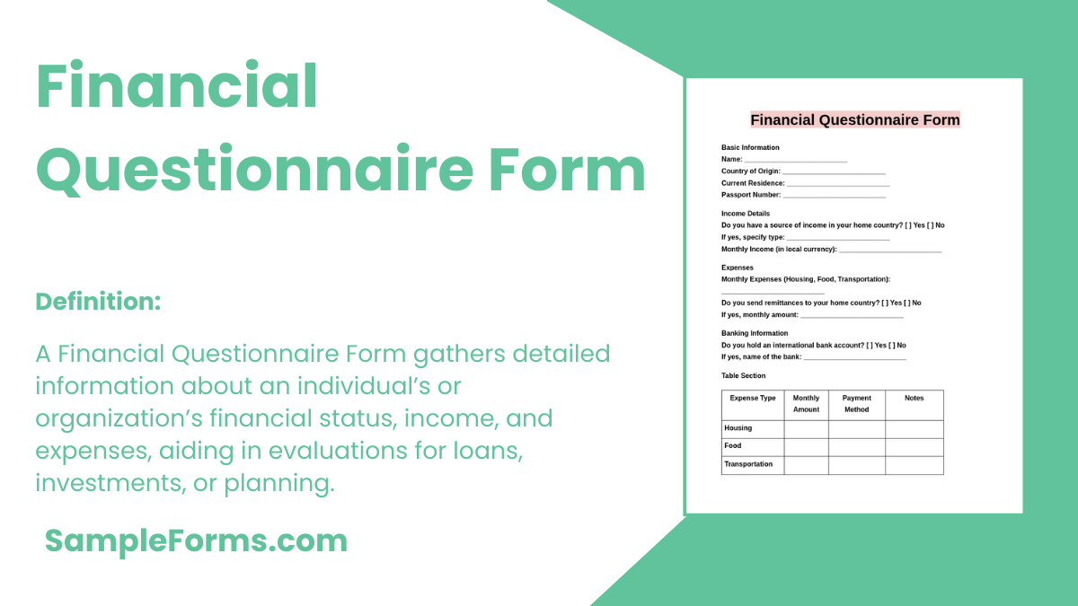 financial questionnaire form