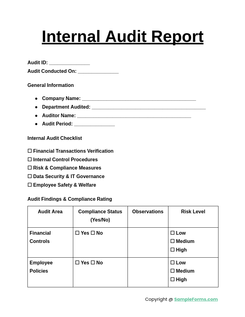 internal audit report