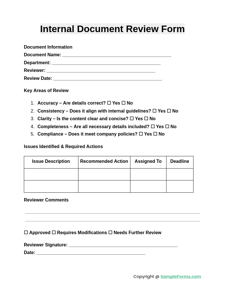 internal document review form