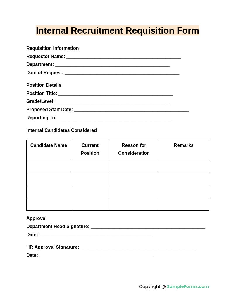 internal recruitment requisition form