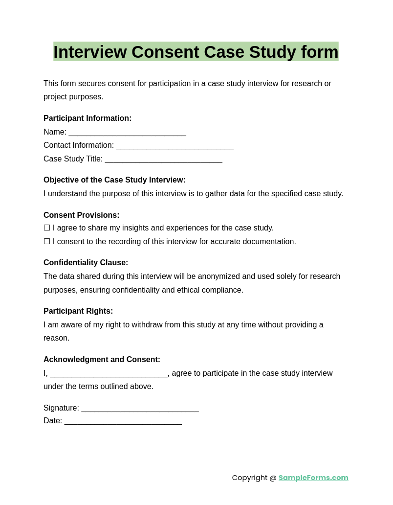 interview consent case study form