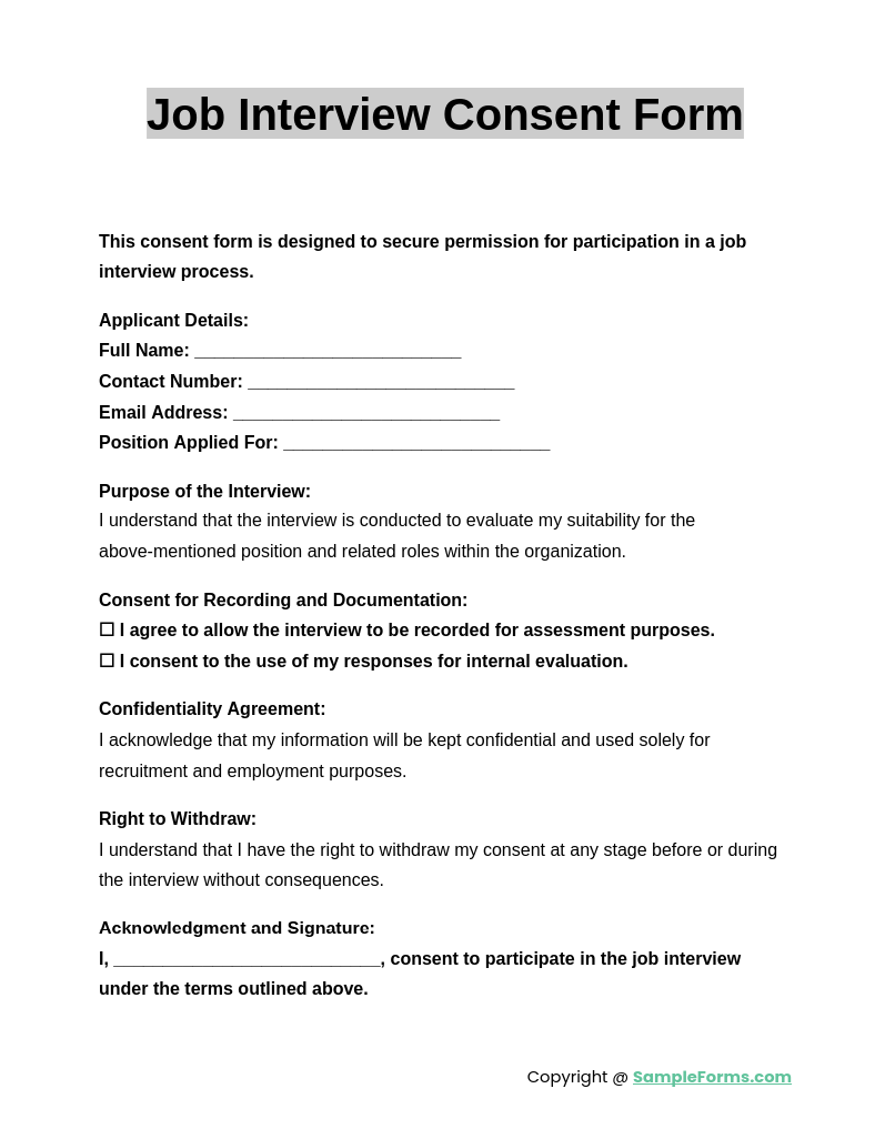 job interview consent form