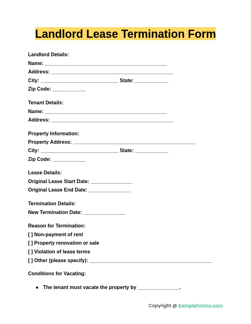 landlord lease termination form