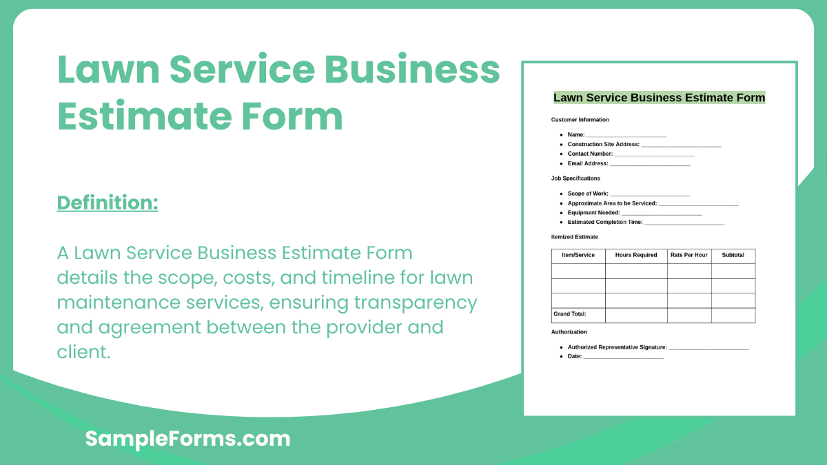 lawn service business estimate form