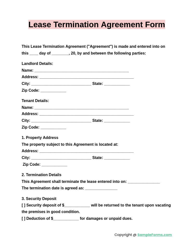 lease termination agreement form