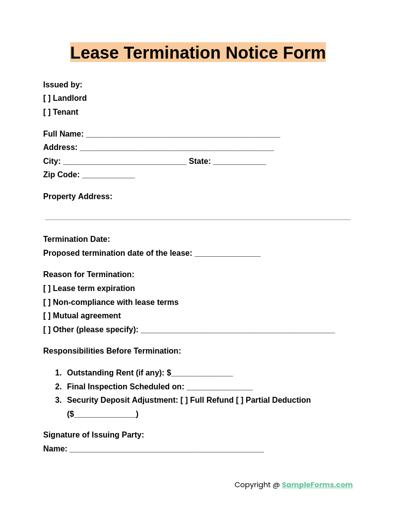 lease termination notice form