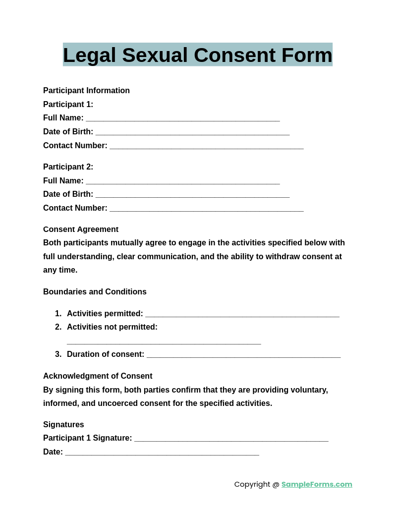 legal sexual consent form