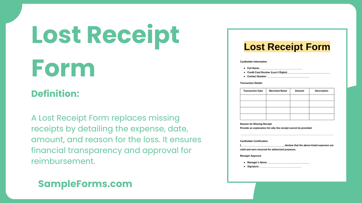 lost receipt form form