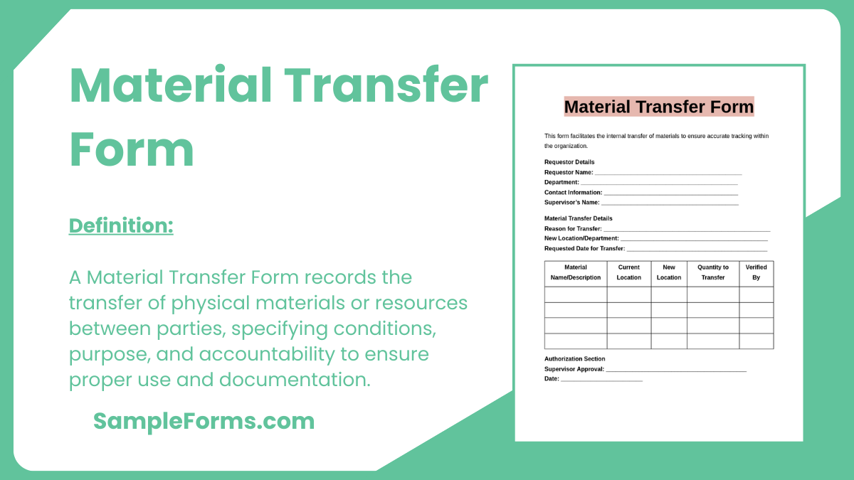 material transfer form