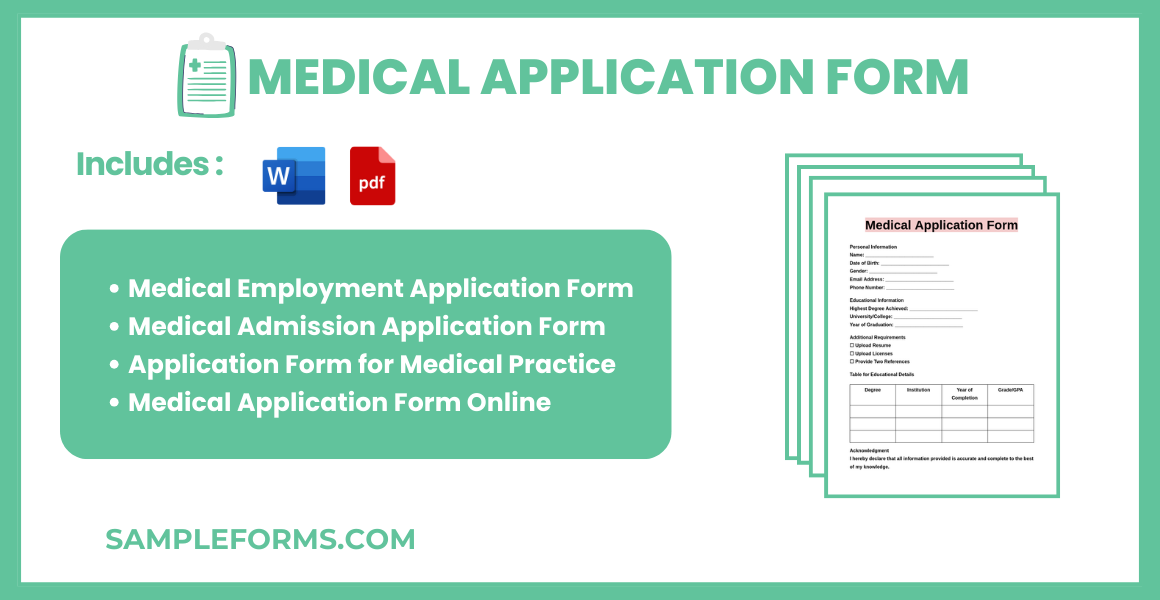 FREE 35+ Medical Application Form Samples, PDF, MS Word, Google Docs