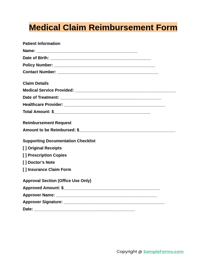 medical claim reimbursement form