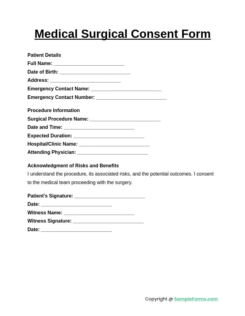 medical surgical consent form