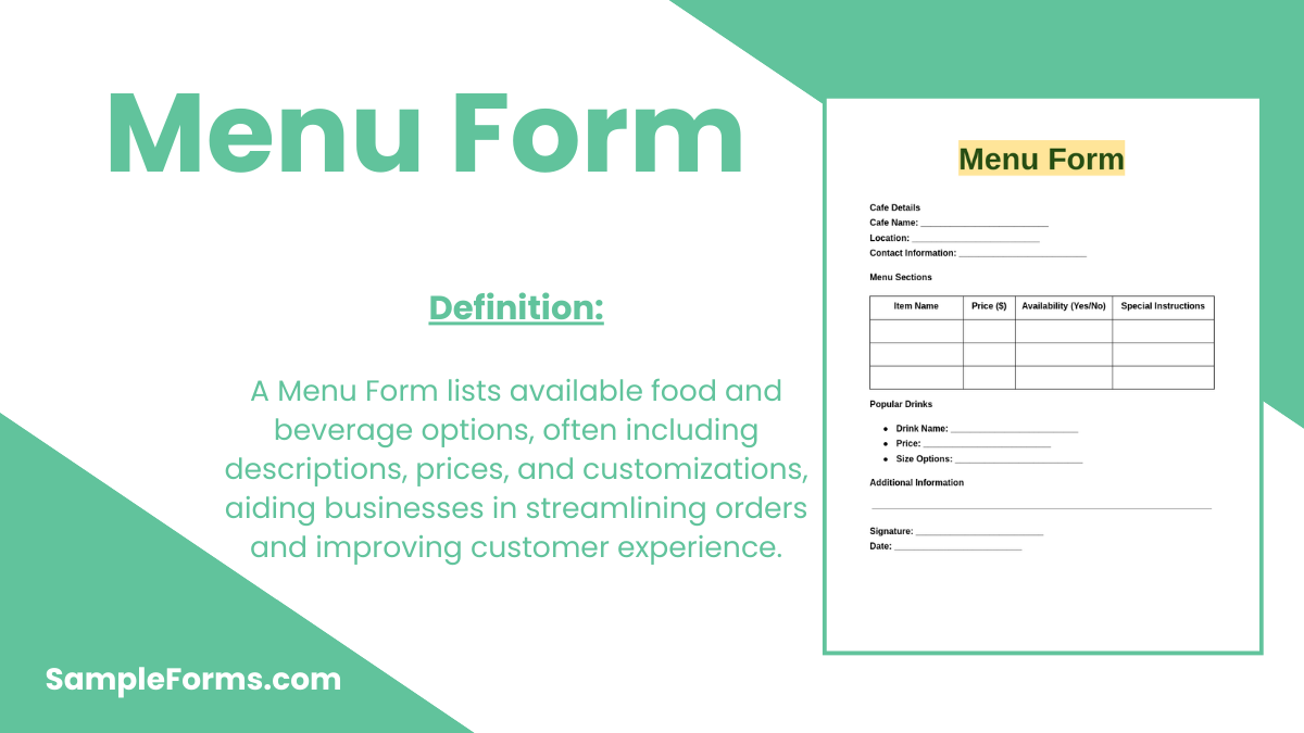 menu form