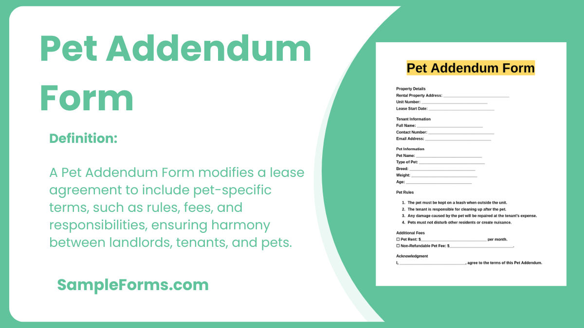 pet addendum form