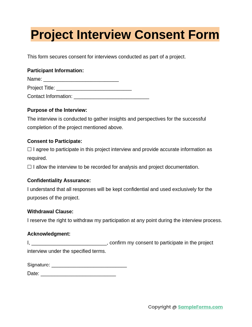 project interview consent form