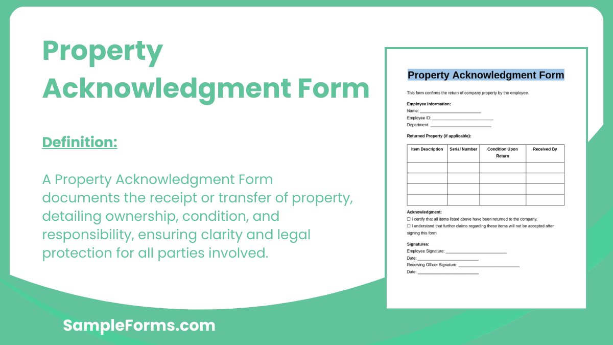 property acknowledgment form