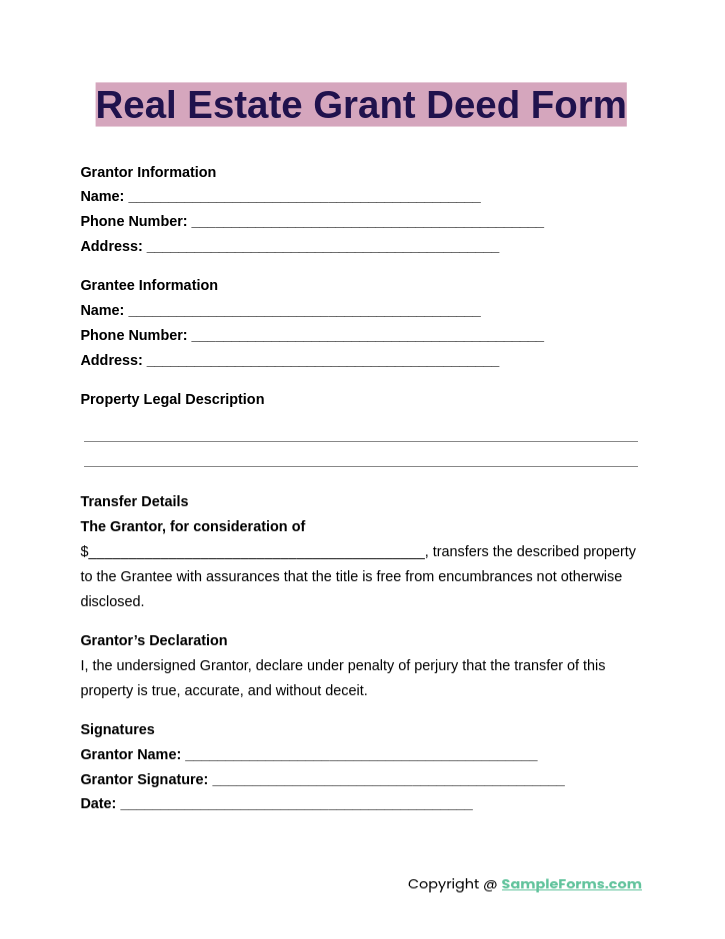 real estate grant deed form