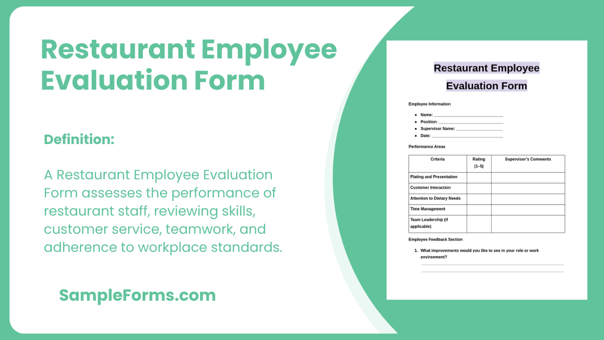 restaurant employee evaluation form