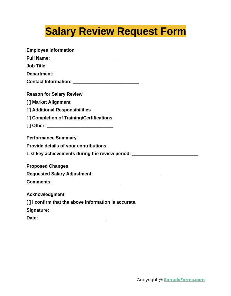 salary review request form