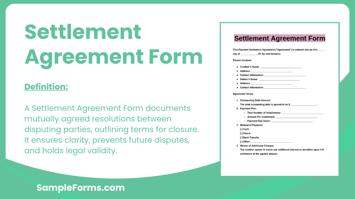 settlement agreement form