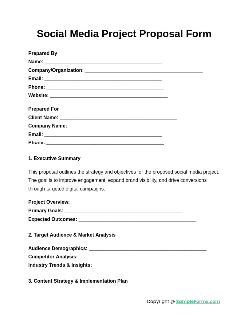 social media project proposal form