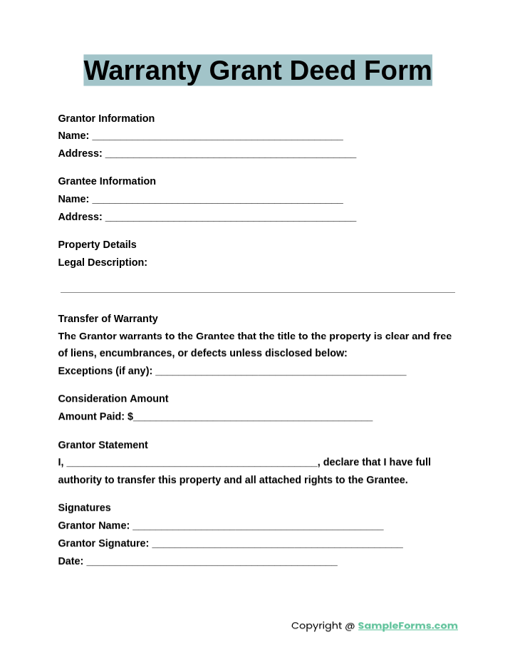 warranty grant deed form