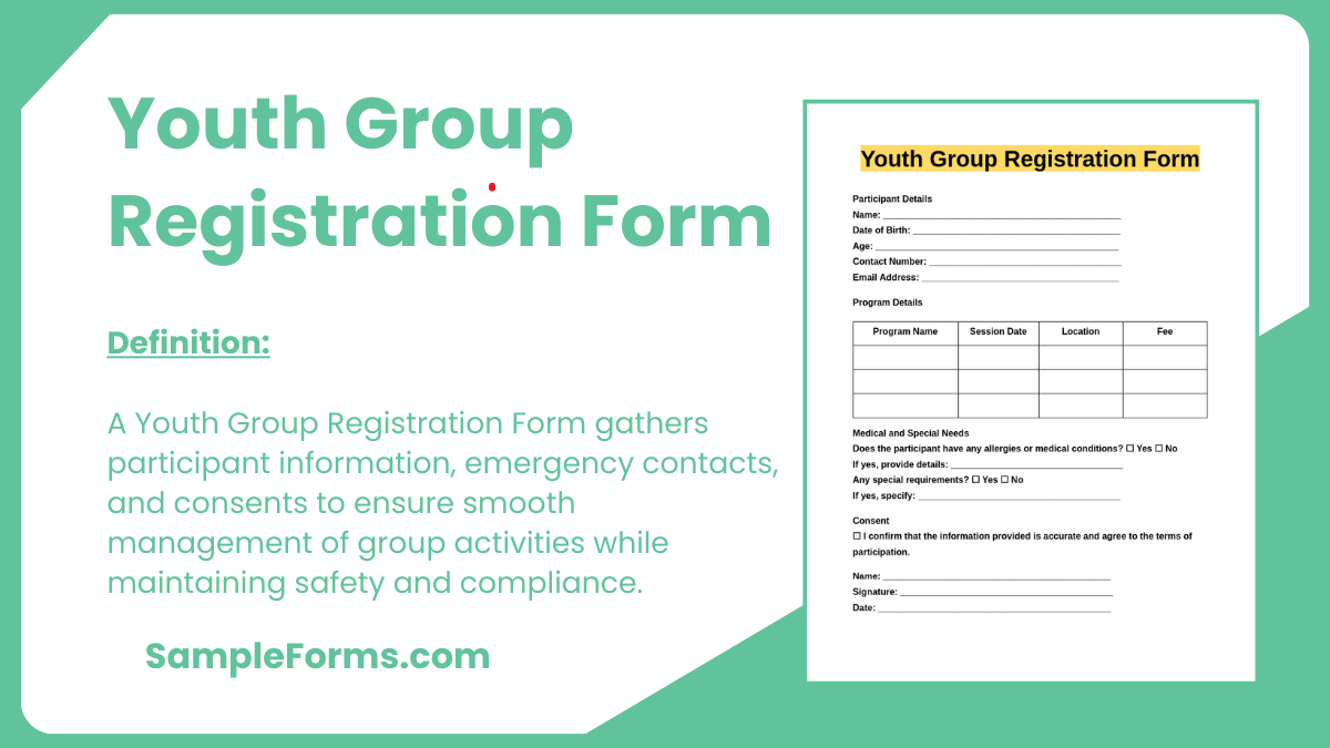 youth group registration form