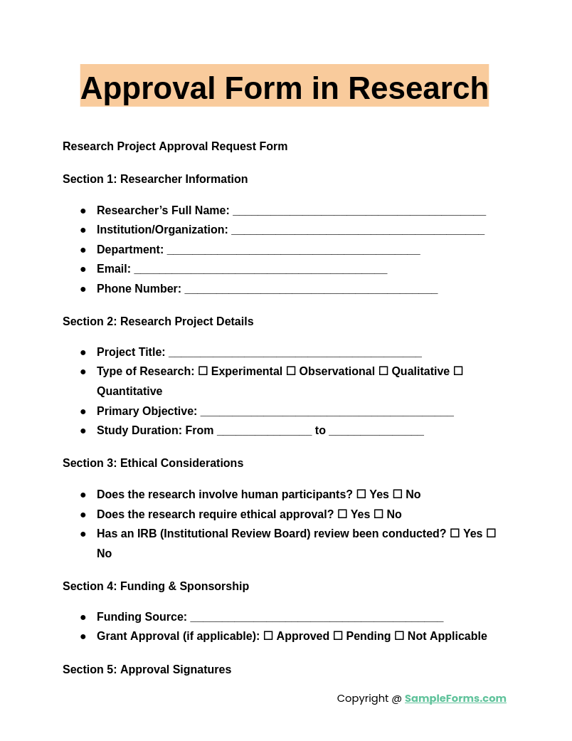 approval form in research